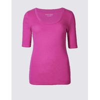 M&S Collection Pure Cotton Scoop Neck Half Sleeve T-Shirt