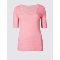 M&S Collection Pure Cotton Scoop Neck Half Sleeve T-Shirt