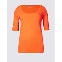 M&S Collection Pure Cotton Scoop Neck Half Sleeve T-Shirt