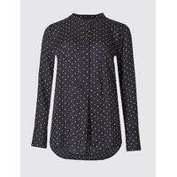 M&S Collection Printed Dipped Hem Popover Blouse