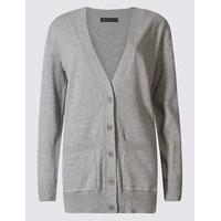 M&S Collection Pure Cotton 2 Pockets V-Neck Cardigan