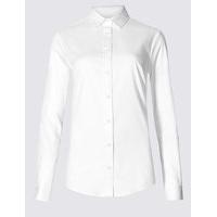 M&S Collection Cotton Rich Fuller Bust Long Sleeve Shirt