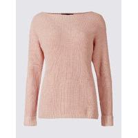 M&S Collection Pure Cotton Ribbed Turn Up Jumper