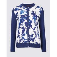 M&S Collection Floral Print Round Neck Cardigan