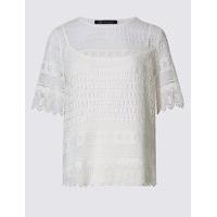M&S Collection All Over Lace Half Sleeve Camisole Top