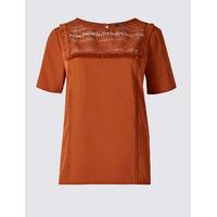 ms collection lace bib round neck short sleeve t shirt