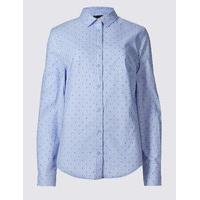 M&S Collection Cotton Rich Star Print Fuller Bust Shirt