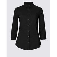 M&S Collection Cotton Rich 3/4 Sleeve Shirt
