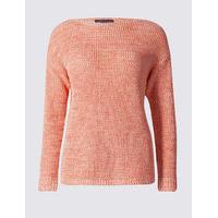 M&S Collection Pure Cotton Ribbed Turn Up Jumper