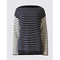 M&S Collection Pure Cotton Cable Knit Dipped Hem Jumper