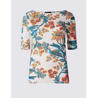 M&S Collection Printed Lattice Trim Half Sleeve T-Shirt