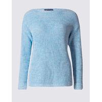 ms collection pure cotton ribbed turn up jumper