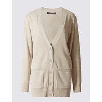 M&S Collection Pure Cotton 2 Pockets V-Neck Cardigan