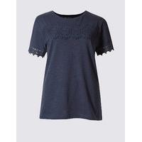 M&S Collection Pure Cotton Lace Detail T-Shirt