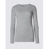 M&S Collection Pure Cotton Round Neck Long Sleeve T-Shirt