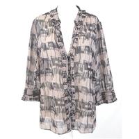 ms portfolio size 18 taupe black abstract patterned chiffon blouse