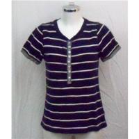 M&S navy and white striped henleyt Size 14