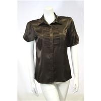 M&S Size 16 Chocolate Brown Ruffle Top M&S Marks & Spencer - Size: 16 - Brown - Blouse