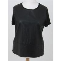 ms size 14 black short sleeved top with faux leather front