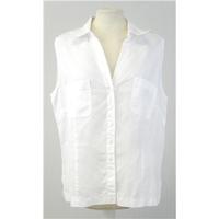 M&S - Size 16 - White - Sleeveless Linen Blouse