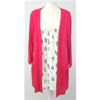 ms size 18 raspberry white blue edge to edge cardigan with t shirt pan ...