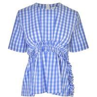 MSGM Gingham Ruffle Top