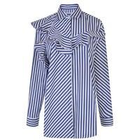 msgm striped ruffle shirt