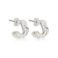 M&S Collection Silver Plated Criss-Cross Hoop Earrings