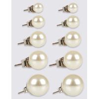 ms collection pearl effect stud earrings set