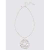 ms collection silver plated gradient circle diamant necklace