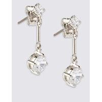 M&S Collection Platinum Plated Stick Diamanté Drop Earrings