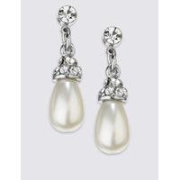 ms collection pearl effect diamant almond drop earrings