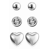 ms collection silver plated assorted stud trio earrings set