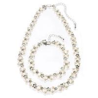 M&S Collection Pearl Effect Flower Choker Necklace & Bracelet Set