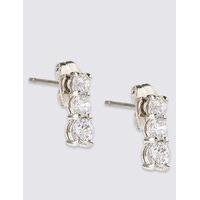 ms collection platinum plated triple diamant drop earrings