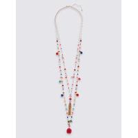 M&S Collection Pom Pom Layered Tassel Necklace