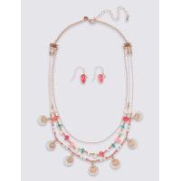 ms collection charmy disc necklace earrings set