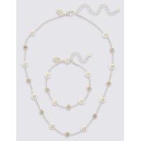 ms collection pearl effect necklace bracelet set