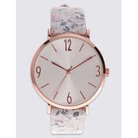 ms collection round face pattern strap watch