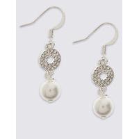 M&S Collection Pave Disc Pearl Earrings