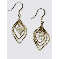 M&S Collection Twist Diamond Pearl Effect Drop Earrings