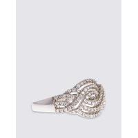 M&S Collection Platinum Plated Vintage Swirl Diamanté Ring