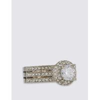 M&S Collection Platinum Plated Millgrain Eternity Diamanté Ring