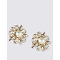 M&S Collection Pearl Effect Diamanté Stud Earrings