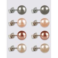 ms collection pearl effect earrings set