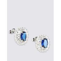 ms collection platinum plated baguette regal stud earrings