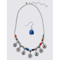 M&S Collection Disk Drop Necklace & Earrings Set