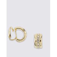 ms collection gold plated sparkle clip hoop earrings