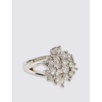 ms collection platinum plated floral ring