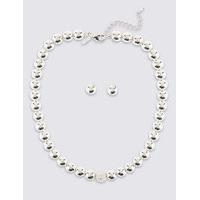 M&S Collection Silver Plated Sparkle Diamanté Necklace & Earrings Set